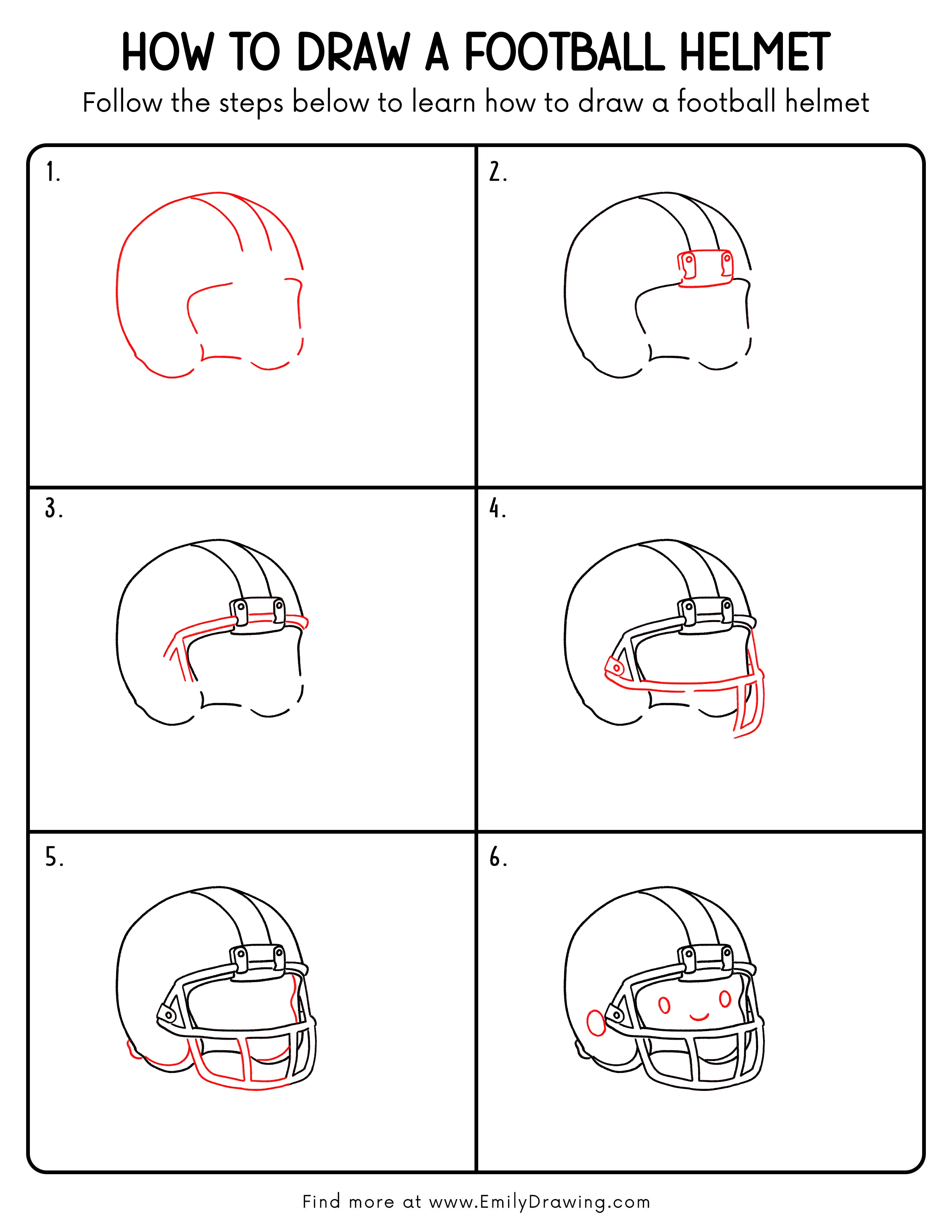 Printable Football Helmet Drawing Guide